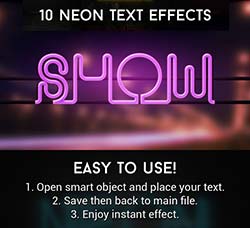 PS图层样式－霓虹灯文字特效：Neon Text Effects